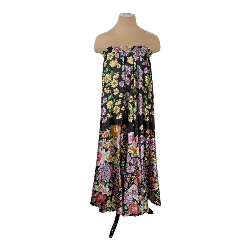 Floral Maxi Dress Puanani Style Strapless Elastic Top Dress Festival Flowy Skirt